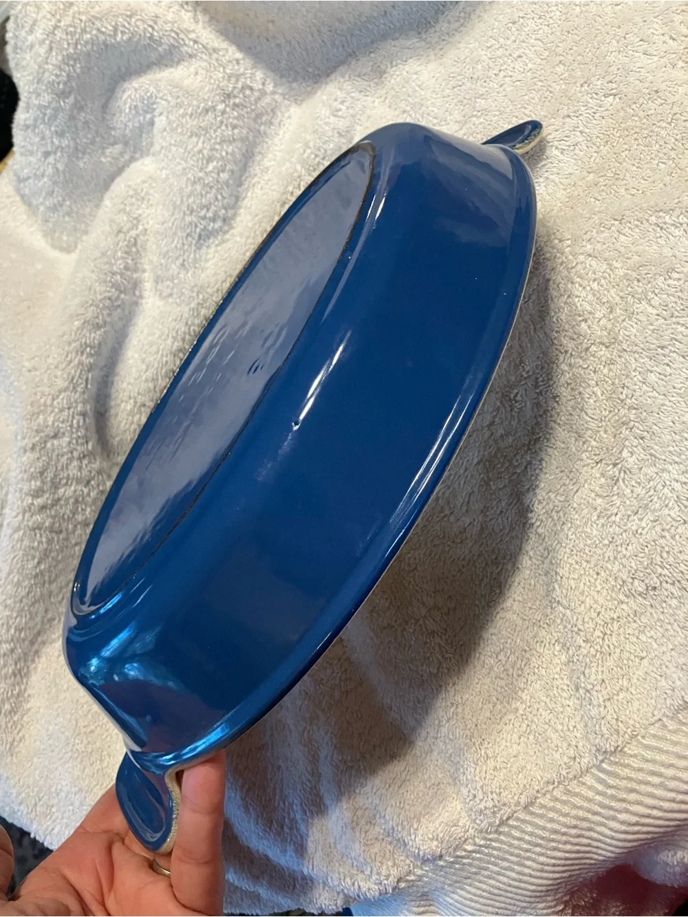Vintage Le Creuset Cobalt Blue Ceramic Oval Baking Dish with Side Handles #28